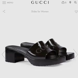 GUCCI Rubber Logo Platform Slide Sandal